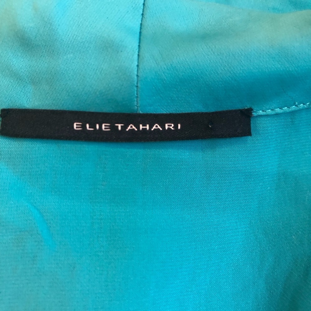Elie Tahari Turquoise Ruffle Midi Dress Size S - Picture 4 of 8